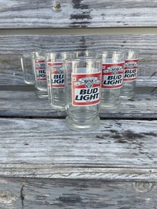Vintage 1990s BUD LIGHT Beer Mug Glass Official Bar Ware 6 Mugs Total RARE RED - Picture 1 of 12