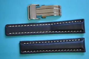 Wrist Watch Band Fitting for Breitling Folding Clasp 20, 22mm Blue, Black /25 - Picture 1 of 1