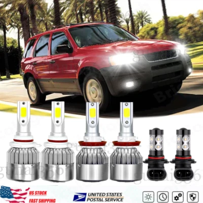 For Ford ESCAPE 2005-2006 6000K 6X LED Headlight High Low + Fog Light Bulbs Kit - Изображение 1 из 4