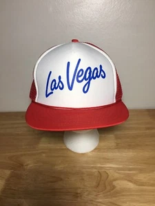 Las Vegas Trucker Hat - Red, White, Blue Snap Back Vintage- Nissin - Picture 1 of 9