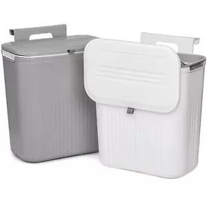 2 Pack 2.4 Gallon Kitchen Compost Bin Hanging Trash Can with Lid Garbage Can ... - Picture 1 of 8