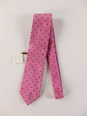 HOLLIDAY & BROWN Londres Hecho a Mano Rosa Lunares Motivo Seda Corbata Auténtica Nueva Con Etiquetas Foto 1 de 4