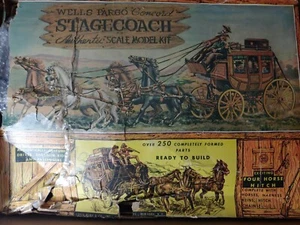 1955 Marx Wells Fargo Concord Stagecoach Scale Model Kit- In Original Box - Picture 1 of 7