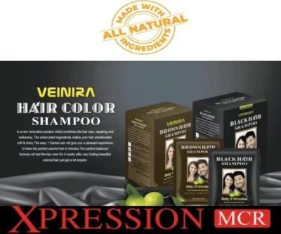 Veinira Hair Dye Shampoo Man Women's Black - Brown - Dark Brown UK Seller