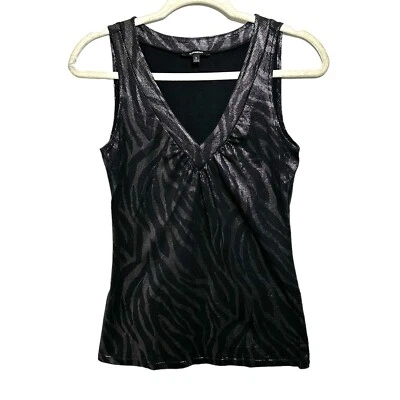 Blusa sin mangas Express para mujer S plateada negra a rayas tigre metálica sin mangas Foto 1 de 4