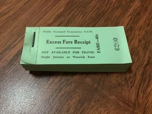 PUBLIC TRANSPORT COMMISSION NSW EXCESS FAIR RECEIPT FLIMSY PAPER TICKET BOOK 80c - Picture 1 of 1