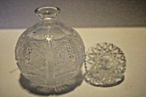 Verzierte Brillantschliff Glas Kugel Form Flasche mit Stopfen Braunschweig Sternenmuster - Bild 1 von 5
