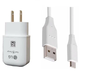 LG OEM Fast Wall+LG USB-C For LG Stylo 4/5/6/7,V20/30/V40/V50/V60,G6/G7/G8 ThinQ - Picture 1 of 3