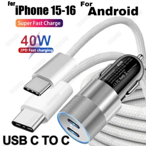 40W Fast Car Charger Nylon USB C Type C Cable For iPhone 15 16 iPad Pro Android - Picture 1 of 15