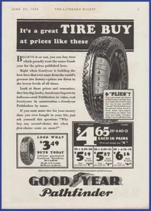Vintage 1932 GOODYEAR Pathfinder Tires Tire Ephemera 30's Print Ad - Picture 1 of 1