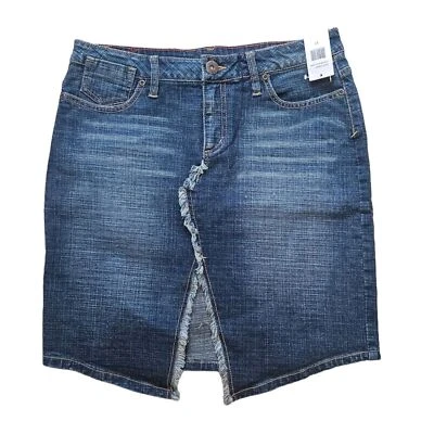 90s NWT Bongo Skirt Dead Stock frayed split center knee-length Skirt Size 11 - Image 1 of 4