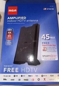 Antena HDTV interior amplificada RCA 1080 4K 8K compatible 45 millas de alcance - Imagen 1 de 5
