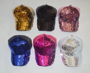Women's DOUBLE SEQUIN Reversible Magic Sequin Snapback Hat Baseball cap - Picture 1 of 9