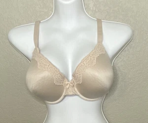 Reggiseno Maidenform 40D beige pizzo orlato ferretto coppe imbottite copertura completa 09404 - Foto 1 di 5