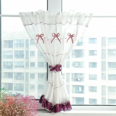 Cortinas de café de linho pastoral algodão varanda curta meia cortina adorno valance - Imagem 1 de 4