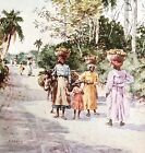 Marché jamaïcain 1913 histoire du canal de Panama aquarelle art imprimé EJ lire DWAA5