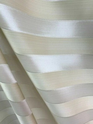 H&T FABRICS IVORY Striped Brocade Upholstery Drapery Fabric (110 in.) Sold By The Yard