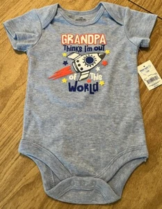 Infant Boys Grandpa Thinks I’m Out Of This World 1 Piece Bodysuit Sz 12 Mos BNWT - Picture 1 of 2