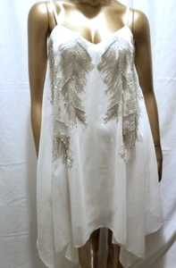 MARCIANO by Guess White Sheer Beaded Layered Slip Dress Womens Sz Small - Picture 1 of 8