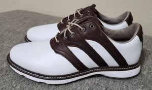 Adidas MC Z Traxion Leather Golf Shoes IG0910 White Brown New Men’s Size 9 - Picture 1 of 15