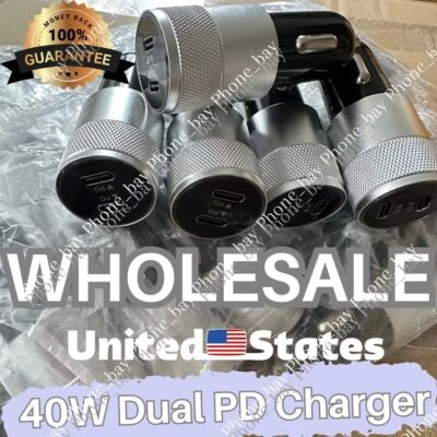 Cargador rápido de coche USB-C doble de 40 W tipo C cargador para iPhone/iPad/Samsung al por mayor Foto 1 de 4