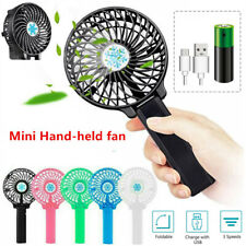 Mini Hand-held Small Folding Desk Fan Cooler Cooling USB Rechargeable 3-Modes