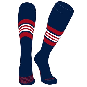 PEAR SOX Striped OTC Baseball, Softball, Football Socks (G) Navy, Red, White - Picture 1 of 3