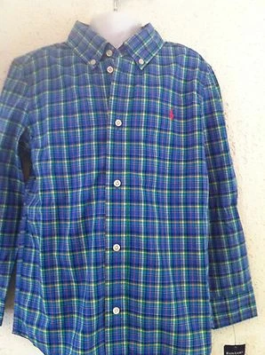 Camisa Ralph Lauren a Cuadros Azul Verde Manga Larga Con Botones Talla 6 Nueva Con Etiquetas Foto 1 de 4