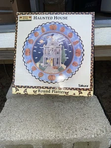 Sakura Debbie Mumm Haunted House Large 12" Round Platter Hand Painted Halloween - Picture 1 of 2