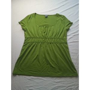 Ann Taylor Green Baby Doll Top Women Size Medium Y2K Vintage Short Sleeve - Picture 1 of 3