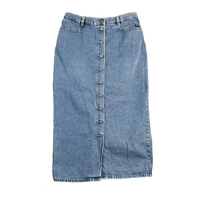 Maxi Falda NY JEANS Talla 14 Azul Abotonada Denim Country Western Beach Boho - Imagen 1 de 8