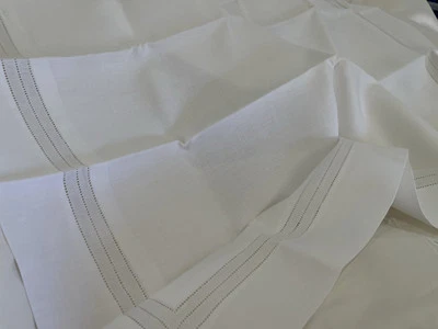 $320 Cuddledown Italia NUEVO CON ETIQUETAS 2 piezas fundas estándar 100 % lino blanco triple dobladillo Foto 1 de 4