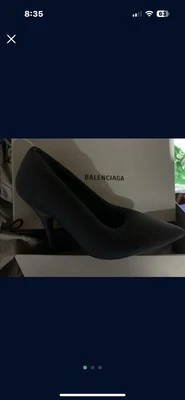 Balenciaga Women's Square Knife Pump Heel Black/Croc, Size EU39/US9 - Image 1 of 3