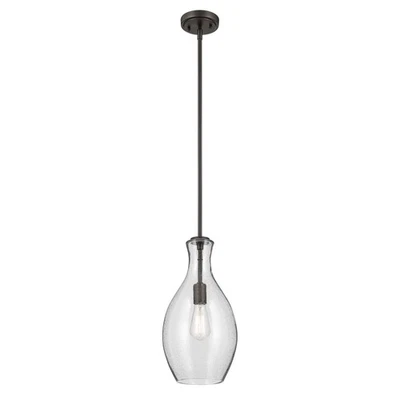 Colgante Campana Everly 17.75" 1 Luz con Vidrio Semilla Transparente en Bronce Antiguo, para... Foto 1 de 4