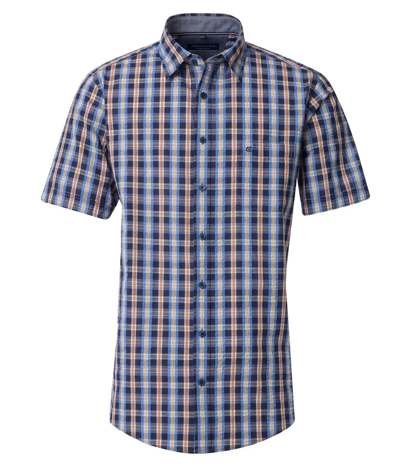 Kurzarm Freizeithemd Seersucker von CasaModa, blau karo - Bild 1 von 1