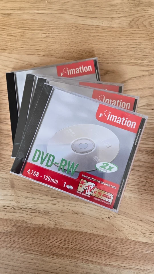 4 x Imation DVD-RW RE-WRITABLE DVD's Blank DVD Discs 3 BNSIB, 1 new unsealed - Image 1 of 1