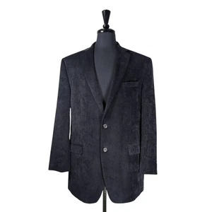 Chaps Ralph Lauren Mens 44L Blazer Black Corduroy Sport Coat Jacket 2 Button - Picture 1 of 10