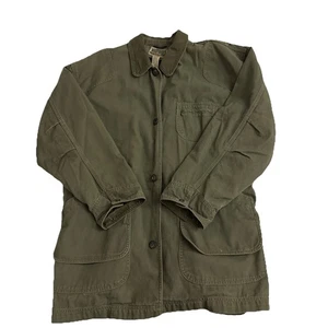 VTG LL Bean Chore Jacket Men's XL Chore Field Coat Plaid Lined Green Canvas Work - Picture 1 of 12