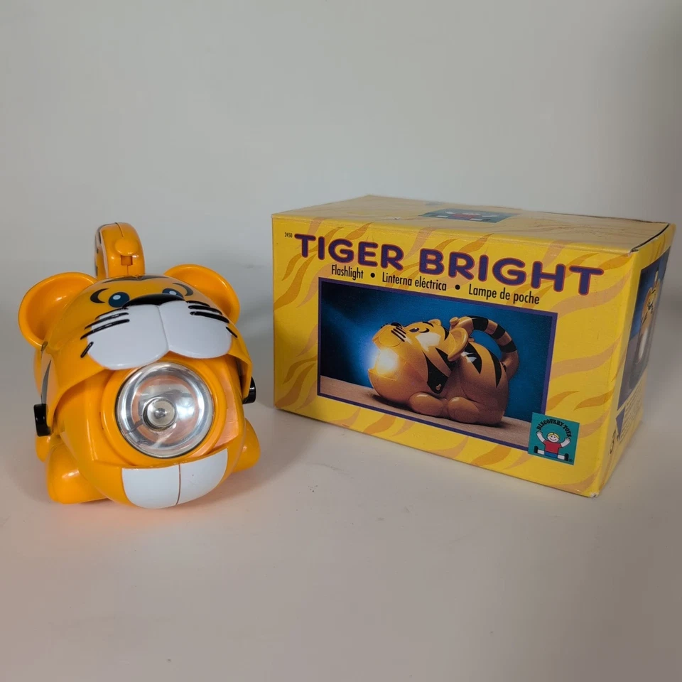 Vintage 1994 Discovery Toys Tiger Bright Flashlight w/ Box Canada Version Gift  — 第 1/4 张图片