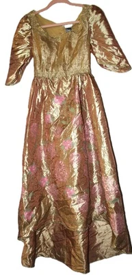 Disney Vestido Maléfica Mujer Pequeño 4-6 Dorado Floral Princesa Aurora Disfraz Vestido Foto 1 de 4