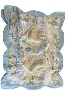 Juego de 2 apliques de colección de almohada acolchada de retazos rosa amarilla años 90 - Imagen 1 de 13