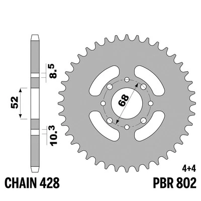 SUZUKI DS 80 1982-2003 piñón trasero PBR paso 428 34 Dientes Planchar - Imagen 1 de 4