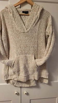 Landsend Gr. L Grobstrick In Creme Mit Kapuze 100% Baumwolle - Bild 1 von 4