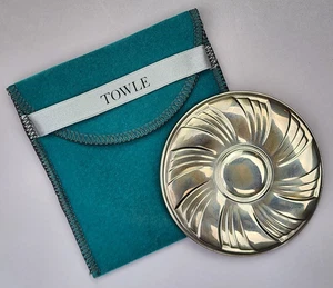 Cartera/espejo de mano Towle vintage de plata esterlina 3" + bolsa - 2,3 oz. - Imagen 1 de 9