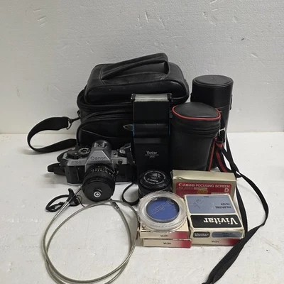 Canon AE-1 Programa 35mm SLR Con Lentes Filtros Flash Y Más Ver Descripción  Foto 1 de 4