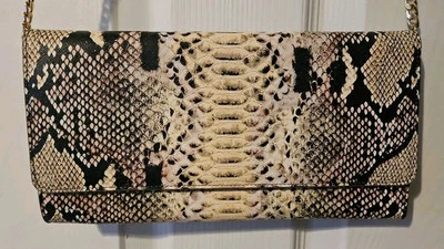 Nordstrom Selena Embossed Snakeskin Leather Clutch Purse Crossbody NWOT - Изображение 1 из 4