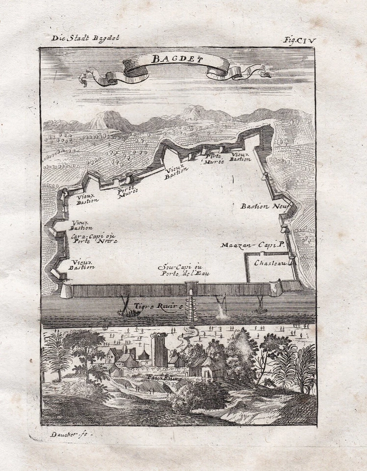 Baghdad Iraq Mallet Engraving Copperplate Antique Print 1719 — 第 1/1 张图片