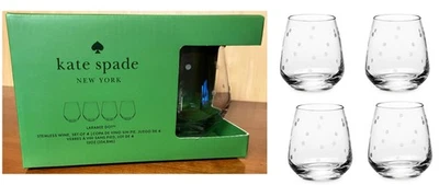 Copas de vino Kate Spade Larabee punto sin tallo 12 oz, juego de 4 NUEVAS en CAJA Foto 1 de 4