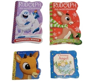 Lot of 4 Rudolph & Christmas Themed Shaped Board Books - Golden Book - VINTAGE - Picture 1 of 9
