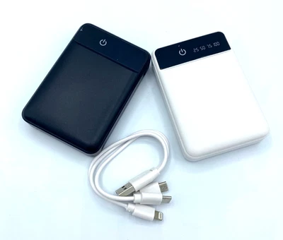 MINI POWER BANK PORTATILE UNIVERSALE DA 10000MAH CON CAVI A RICARICA RAPIDA 3USB - Immagine 1 di 4